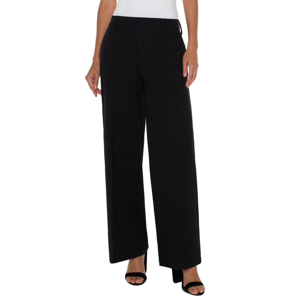Liverpool Kelsey Wide Leg Trousers Womens 4 Black Ponte Knit‎ Minimalist Chic
